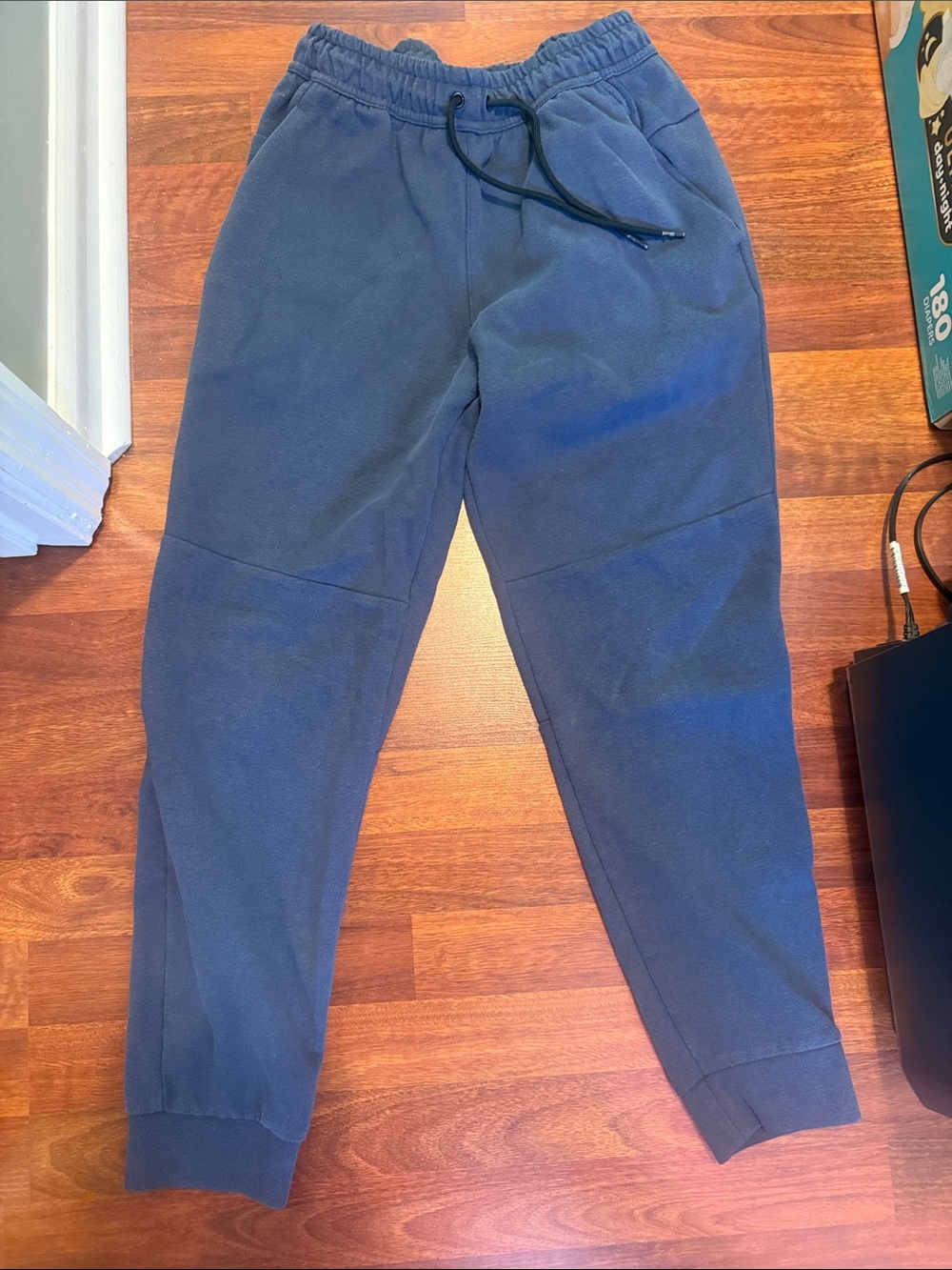 Men's Blue Elastic-Waist Joggers, size small